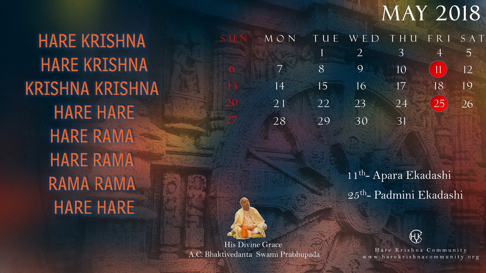 Hare Krishna Community Jaipur Vaishnava Calendar May 2018