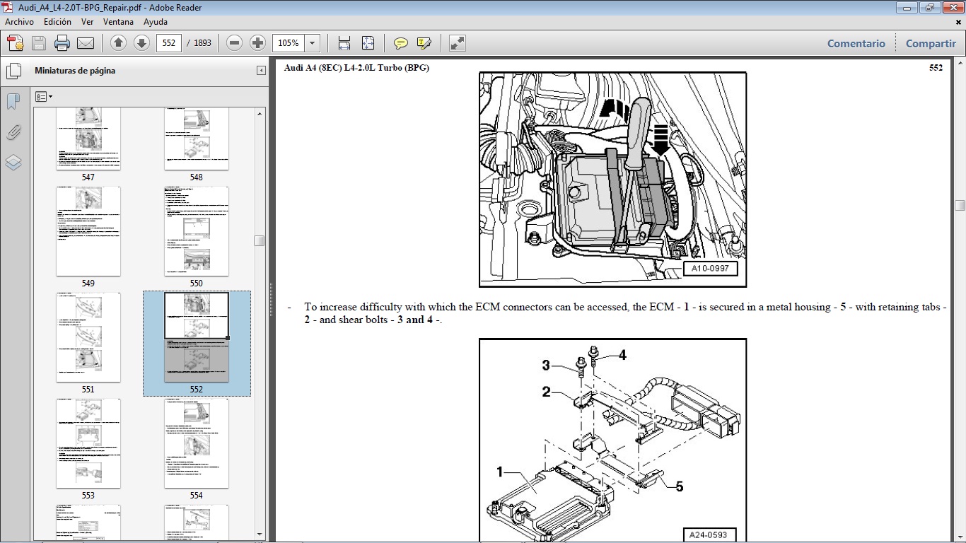 Manuales de Taller de AUDI AUDI A4 Motor gasolina 4 cil. 2.0 Turbo BPG