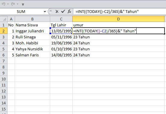 melihat rumus di excel