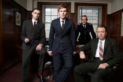Jakes (Jack Laskey), Morse (Shaun Evans), Bright (Anton Lesser), Thursday (Roger Allam) in ITV's Endeavour