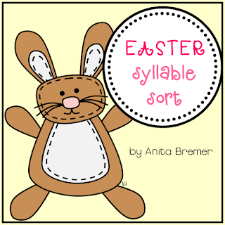 Easter themed syllable sorting literacy center activity to promote phonemic awareness and syllable segmentation. Fun and hands on learning for Kindergarten and First Grade. #1stgrade #kindergarten #syllables #sorting #phonemicawareness