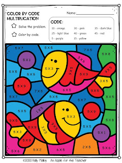 Chinese New Year Multiplication Color By Number fish color