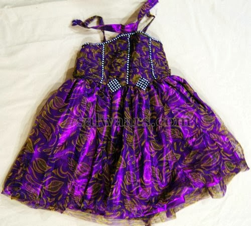 Purple Fancy Net Frock for 1 Year - Indian Dresses