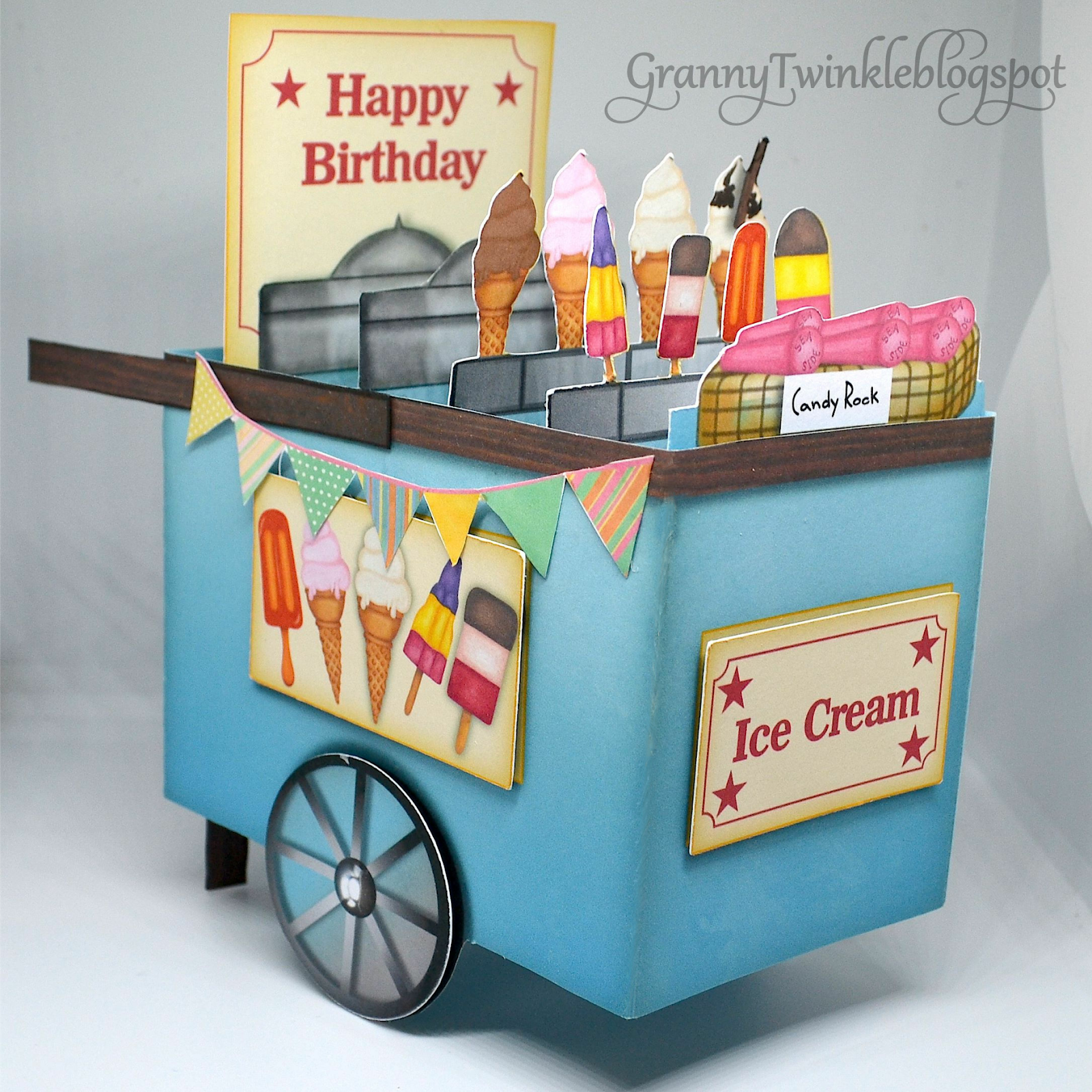 Granny Twinkle crafts Life's a beach ice cream cart card