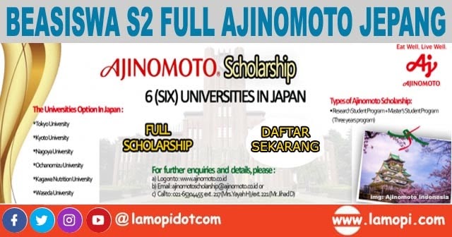 Beasiswa Full S2 Ajinomoto Scholarship Ke Jepang 2020