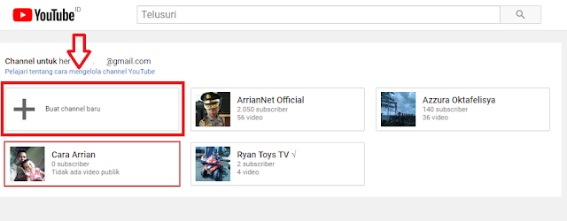 Buat akun youtube baru dengan email yang sudah ada Cara Menambah Channel Youtube