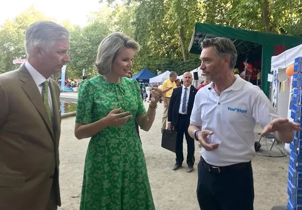 Queen Mathilde wore LK Bennett Montana Green Silk Dress