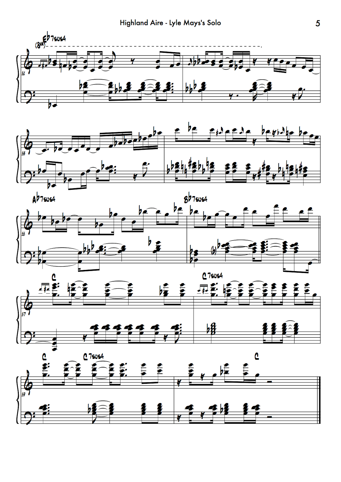 布施音人のブログ Lyle Mays "Highland Aire" ("Lyle Mays") / Piano Solo