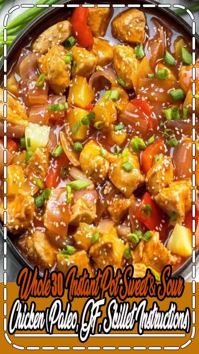 Whole30 instant pot sweet and sour chicken is so easy and so quick to make, and there's skillet instructions too! It's completely Paleo, sugar free, gluten free, and made in less 30 minutes. The simplicity of this recipe makes it perfect for a weeknight meal that's family friendly, or for Whole30 meal prep.