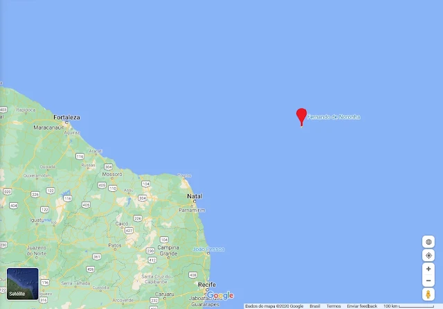 Localização do Arquipélago de Fernando de Noronha