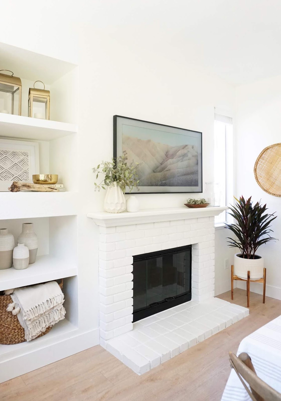 Painting brick fireplace white 