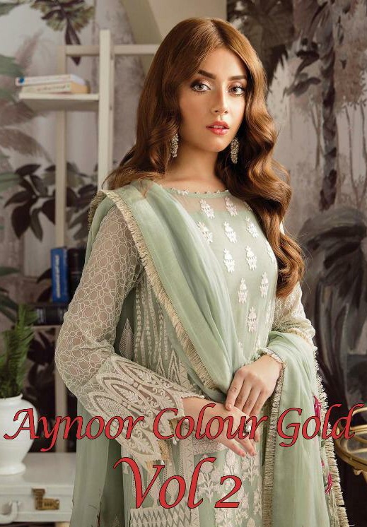 Hoor Aynoor Colour Gold Vol 2 Georgette Pakistani Suits Collection 2020 Latest  