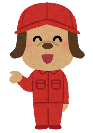 作業服を来た動物のキャラクター（犬）