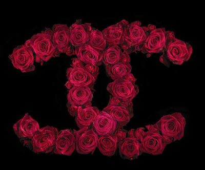 chanel logo made of roses