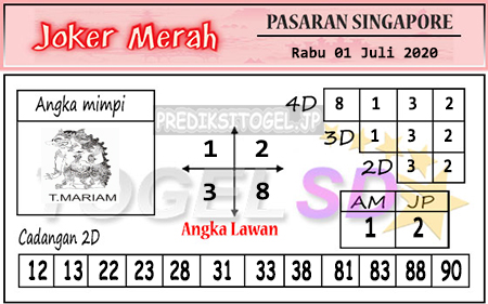 Prediksi Joker Merah Togel Singapura Rabu 01 Juli 2020