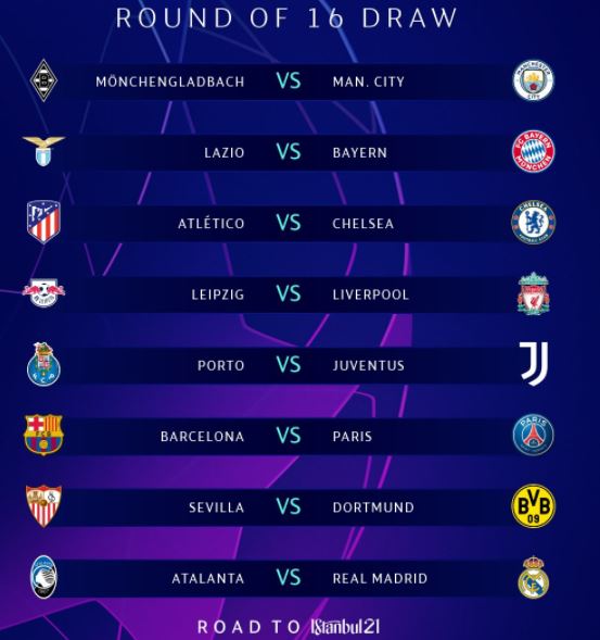 Estos son oficiales para los partidos de los octavos de final de la UEFA Champions League 2021 DIARIO