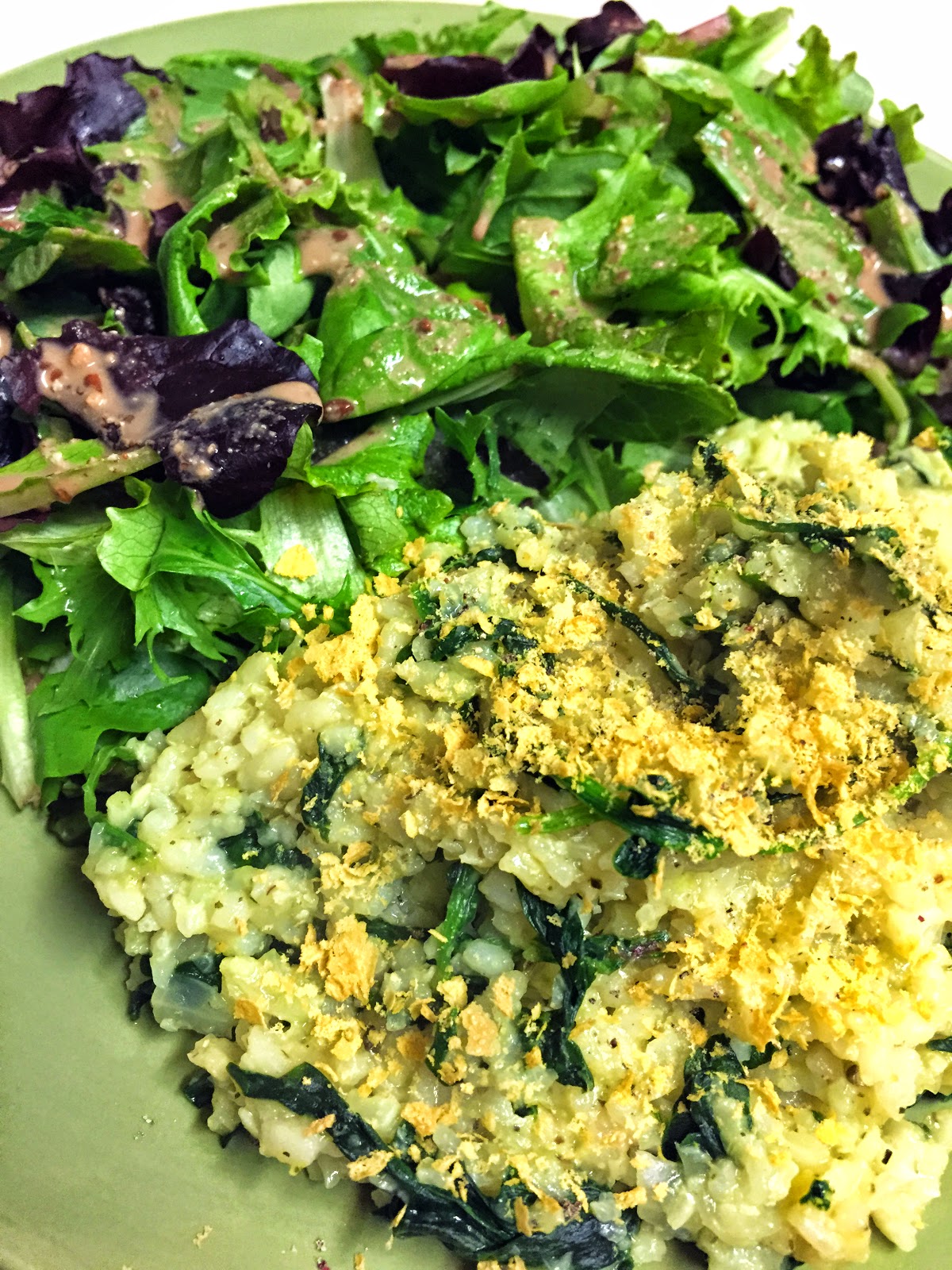 Amy's Nutritarian Kitchen: Cauliflower and Spinach Risotto
