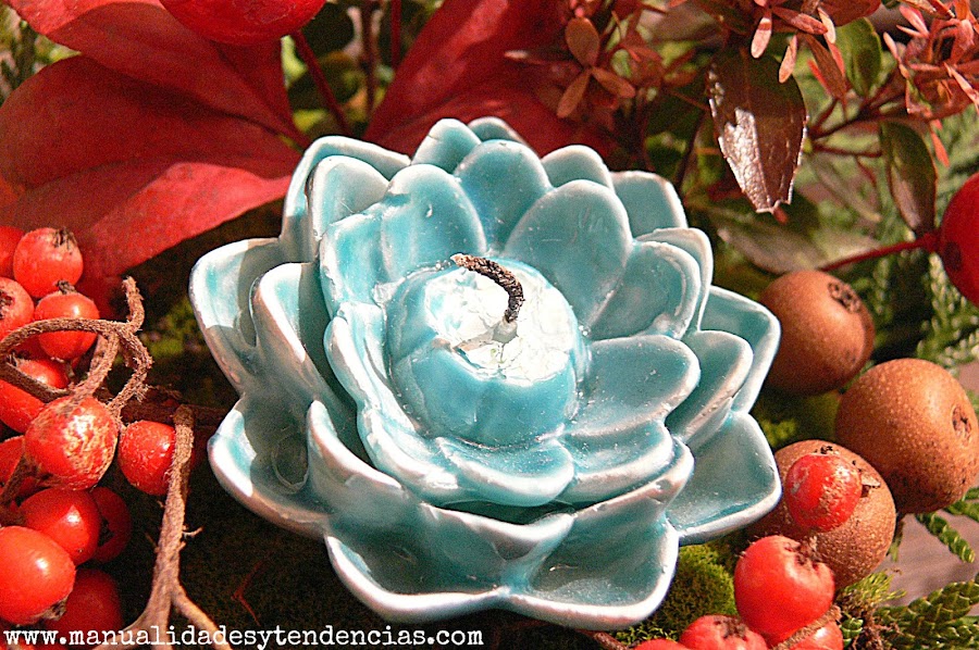 Vela con forma de flor para centro de mesa