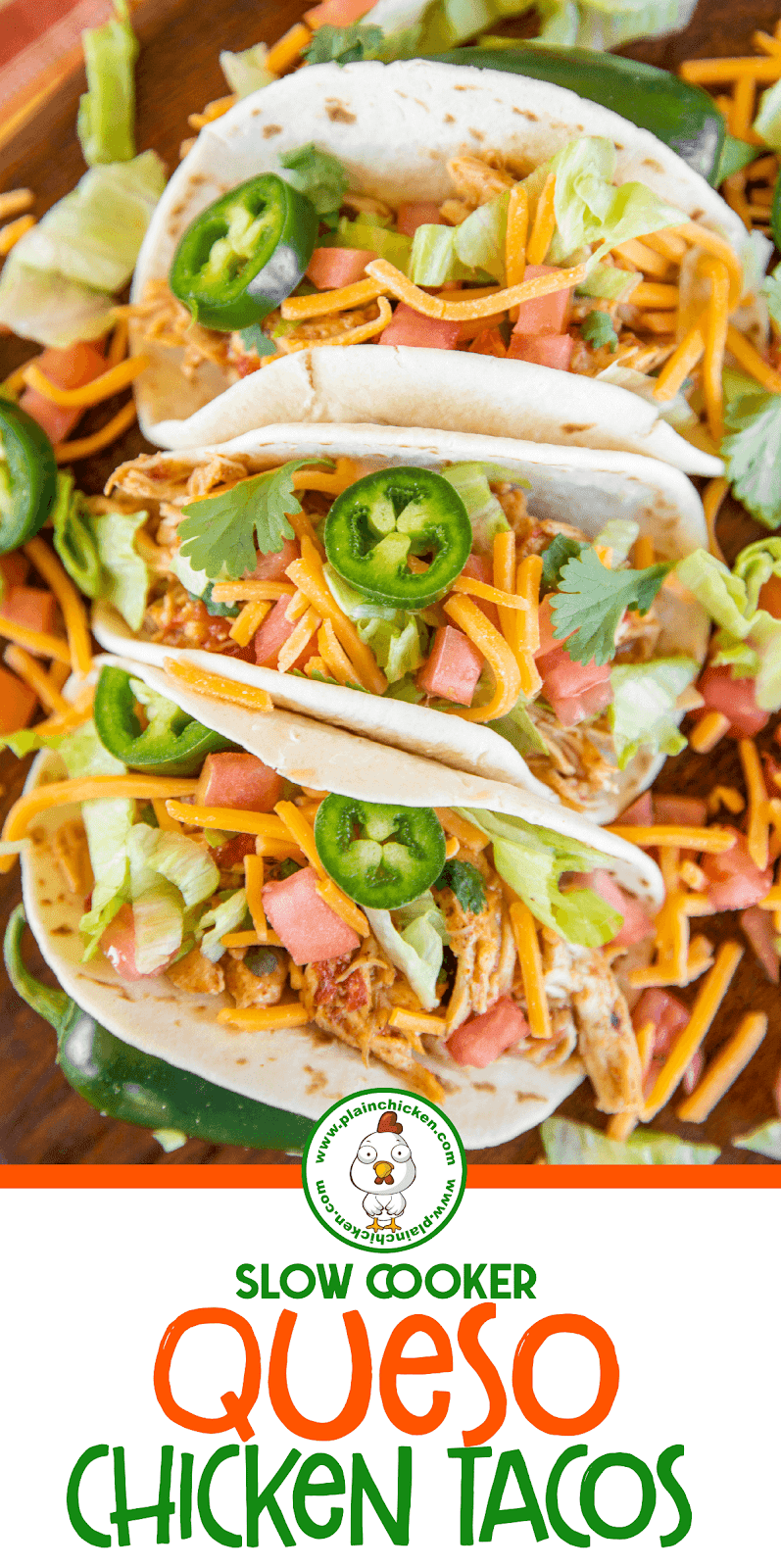 Slow Cooker Queso Chicken Tacos (4Ingredients) Plain Chicken®