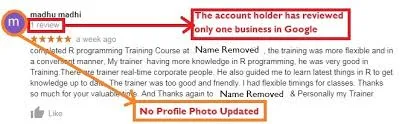 Example of Fake Review - Digital Marketing course in Chennai