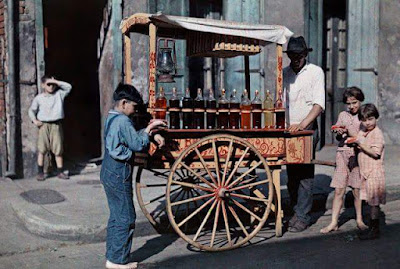 Vendedor jugolin casero año 1950. Calle Cuareim y Gardel