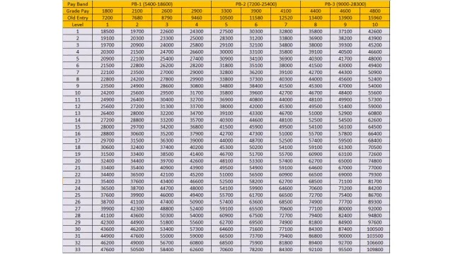 Pay Matrix ropa 2019