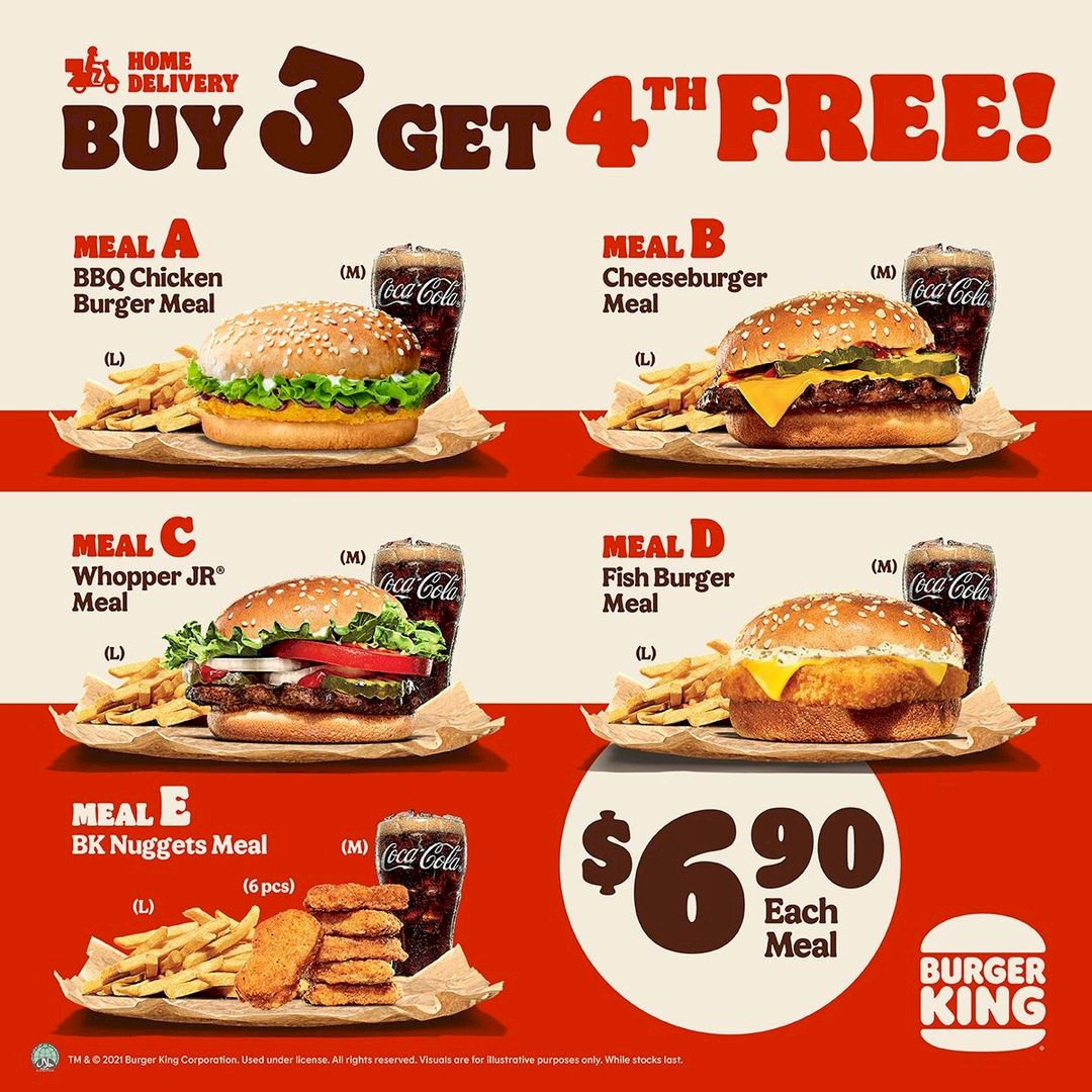 Burger King Buy 3 Get 1 Free Promotion For Home Delivery Exclusively On