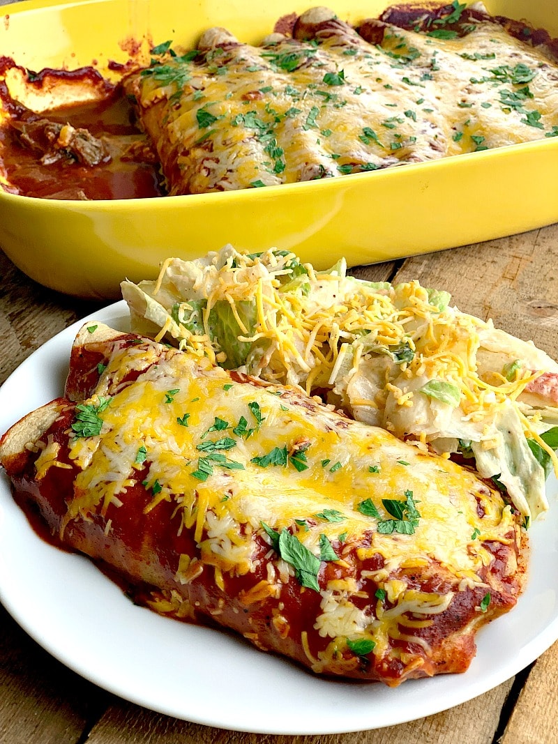This low carb beef enchilada recipe is so easy to make! Utilizing tender shredded beef from the Instant Pot, it is seriously the BEST beef enchilada recipe you will ever try! #mexican #mexicanfood #mexicanrecipe #beef #enchiladas #keto #lowcarb #easy #mealprep #recipe | bobbiskozykitchen.com