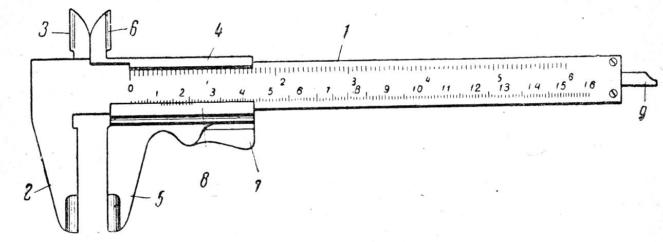 Чертеж штангенциркуля с размерами