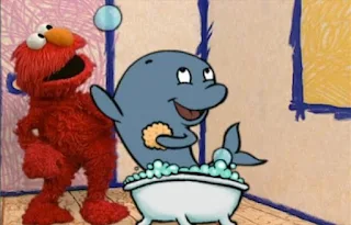 Elmo has a question How many bubbles does a whale make while taking a bath. Sesame Street Elmo's World Bath Time Elmo's Question