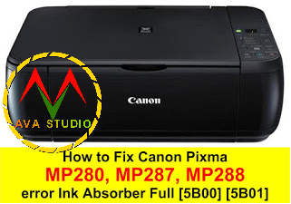 How to Reset Canon Pixma MP280, MP287, MP288 error Ink Absorber Full [5B00] [5B01]