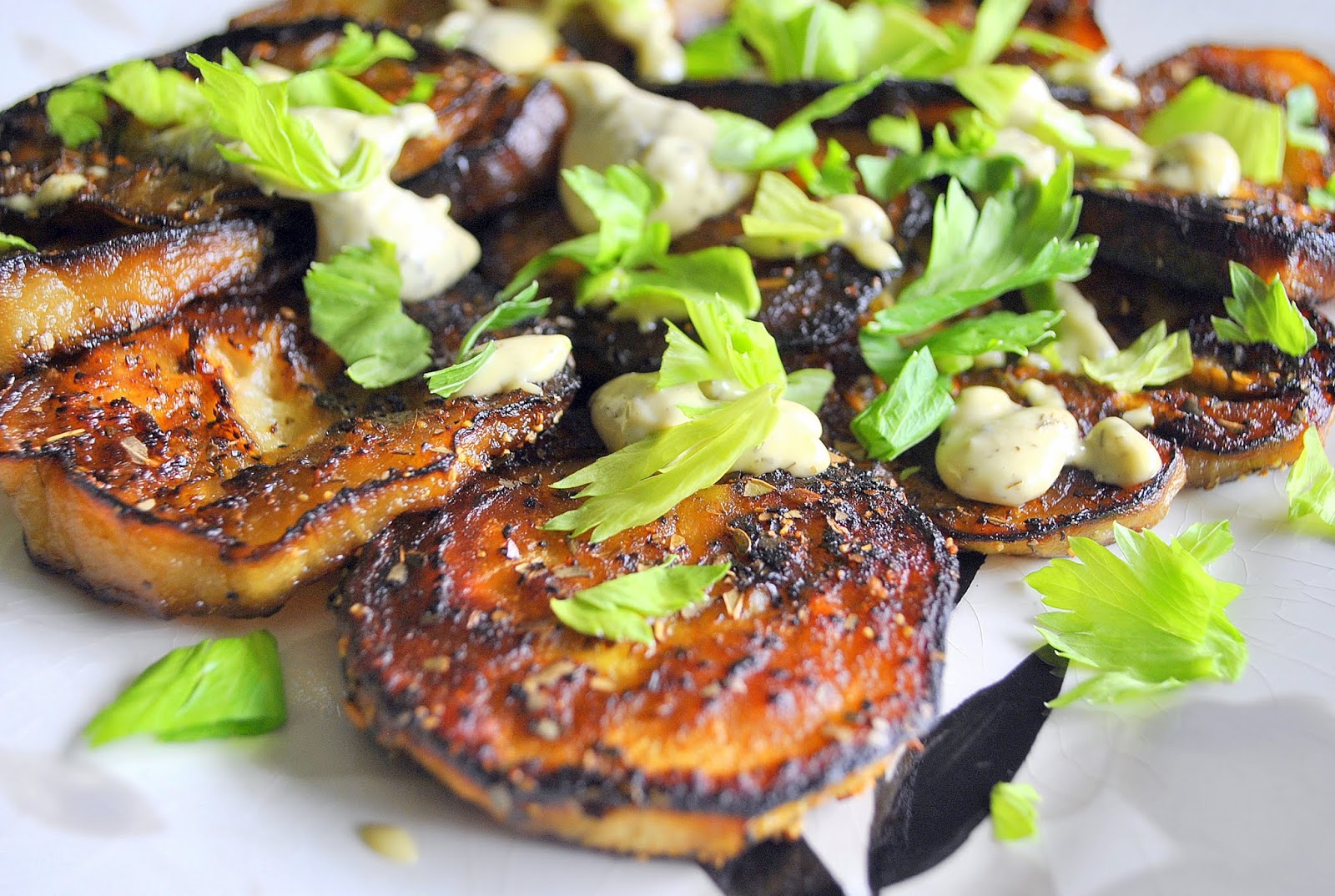 Eggplant with Lemon & Tarragon Aioli (Berinjela com Aioli de Limão