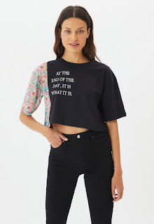Trendyol - Дамска къса Тениска с щампа