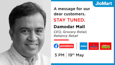 Watch Live: Damodar Mall CEO, Grocery Retail, Reliance Retail at JioMart Official Facebook Page