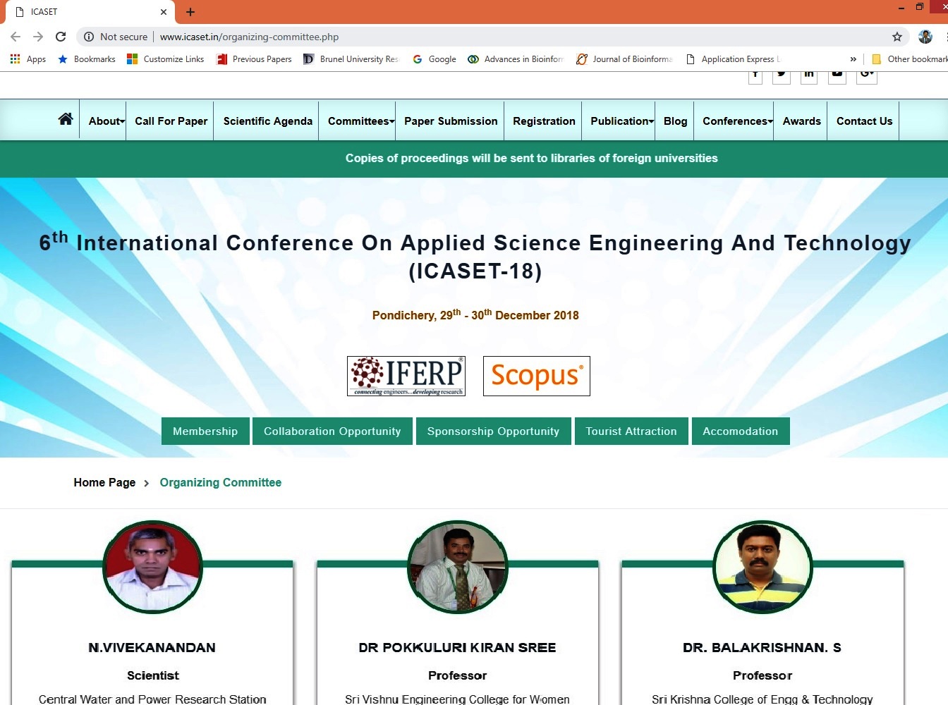 6th International Conference On Applied Science Engineering And Technology (ICASET-18) Pondichery,