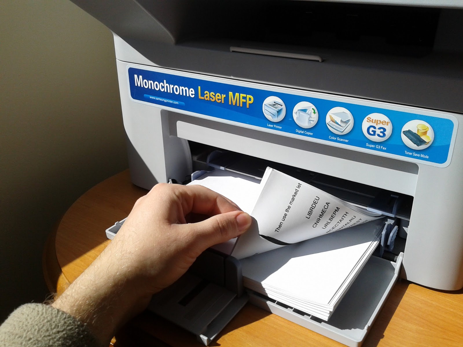 clever saving Recycling / reusing already printed office paper.