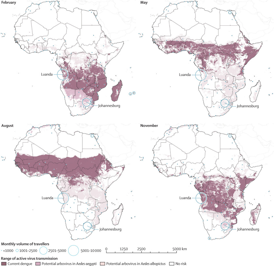 Countries in Africa and Asia at greatest risk of Zika virus