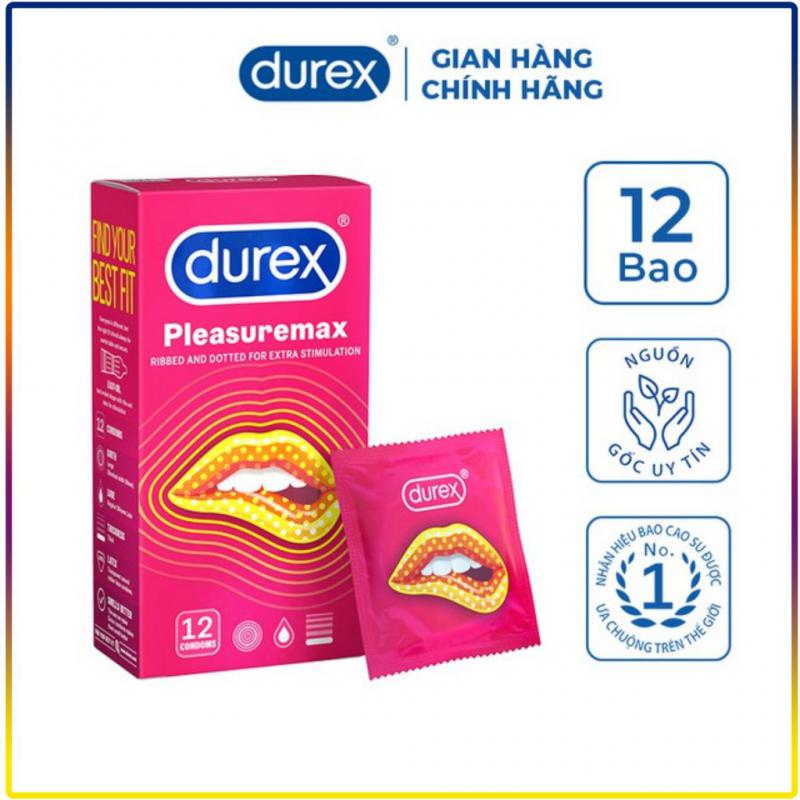 Bao cao su gân gai Durex Pleasuremax 12pcs. Tăng cường khoái cảm, hỗ trợ quan hệ