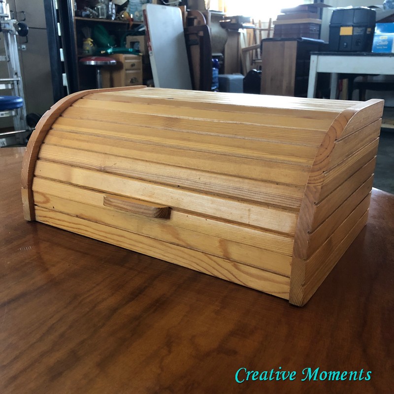 Rustic Wood Bread Box in Warm White