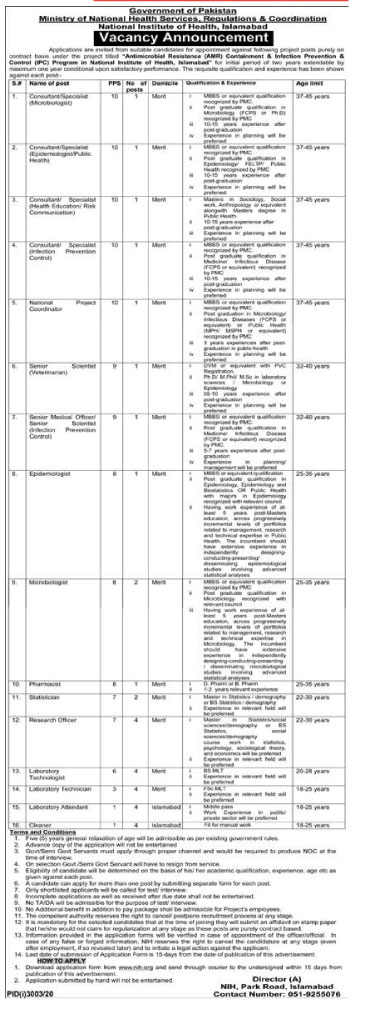Ministry Of National Health Services Regulations And Coordinations Consultant Jobs 2020
