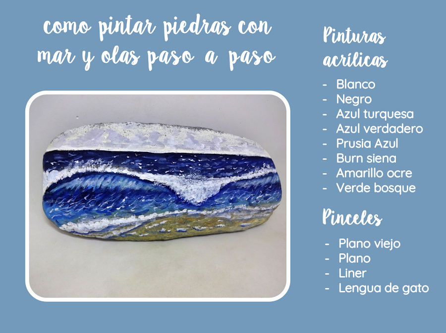 COMO PINTAR PIEDRAS CON MAR Y OLAS PASO A PASO