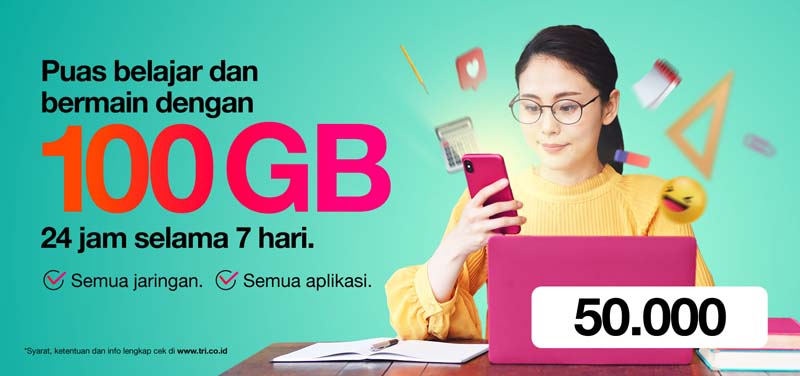 Panduan Daftar Paket Tri 100GB Seminggu Cuma 5O Ribu