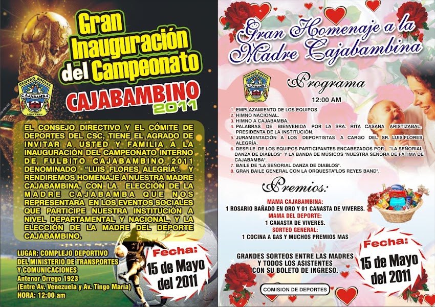 El 15 de mayo inicia el Campeonato de Fulbito Cajabambino 2011 en Lima