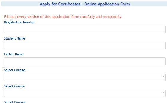 Sri Krishnadevaraya University (SK University) Certificate Application