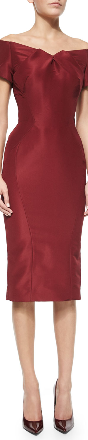 Zac Posen Off-The-Shoulder Cocktail Dress, Burgundy