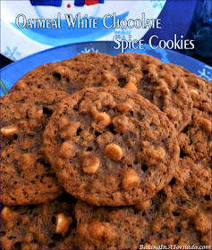 Oatmeal White Chocolate Spice Cookies are a favorite seasonal cookie reinvented. A little chewy, a little sweet and filled with big bold spice flavors. | Recipe developed by www.BakingInATornado.com | #recipe #cookies