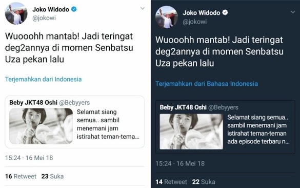 Heboh! Akun Twitter Jokowi Berkicau soal JKT48, Lalu Twitnya Dihapus