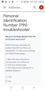 Screenshot of Personal Identication Number (PIN ) Troubleshoot