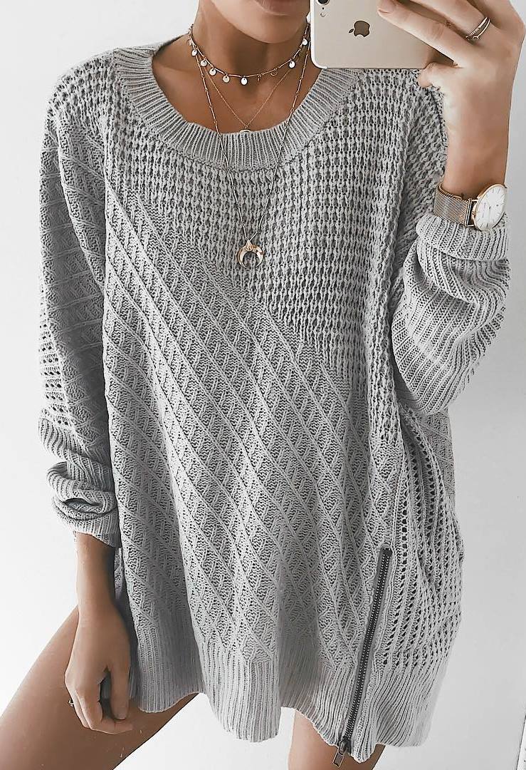grey knit sweater