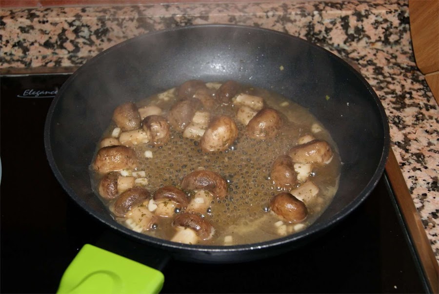 papada con champiñones portobello paso 4